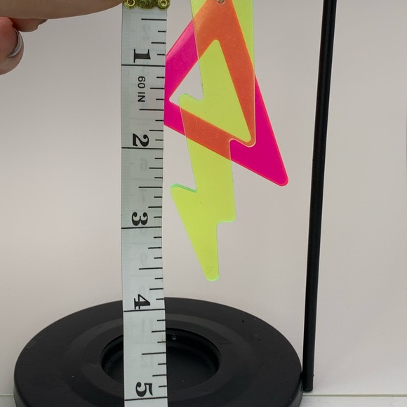 Neon 80s Lightning Bolt Earrings - Picture 2 of 3